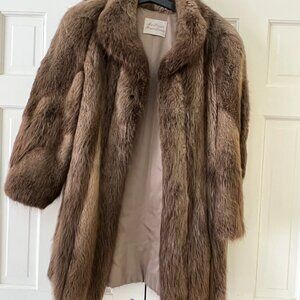Vintage Fur Coat, Woman's Retro Fur, Mid Length Fur Coat